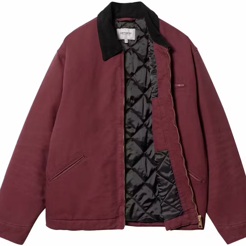 Carhartt WIP OG Detroit Aged Canvas Jacket Malbec Black New - Picture 2 of 7